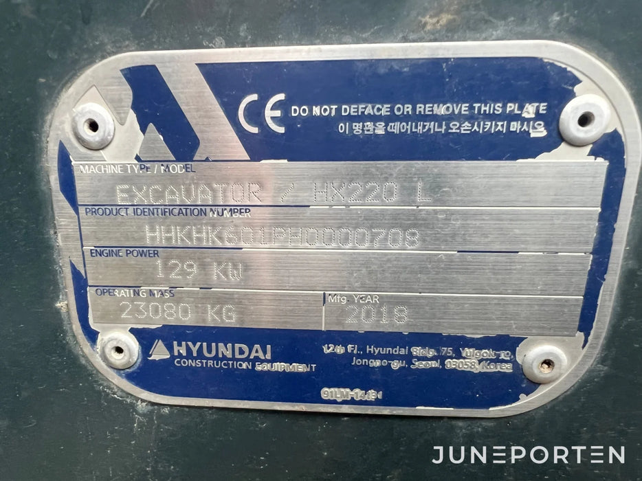 Grävmaskin Hyundai Hx 220 Passiv