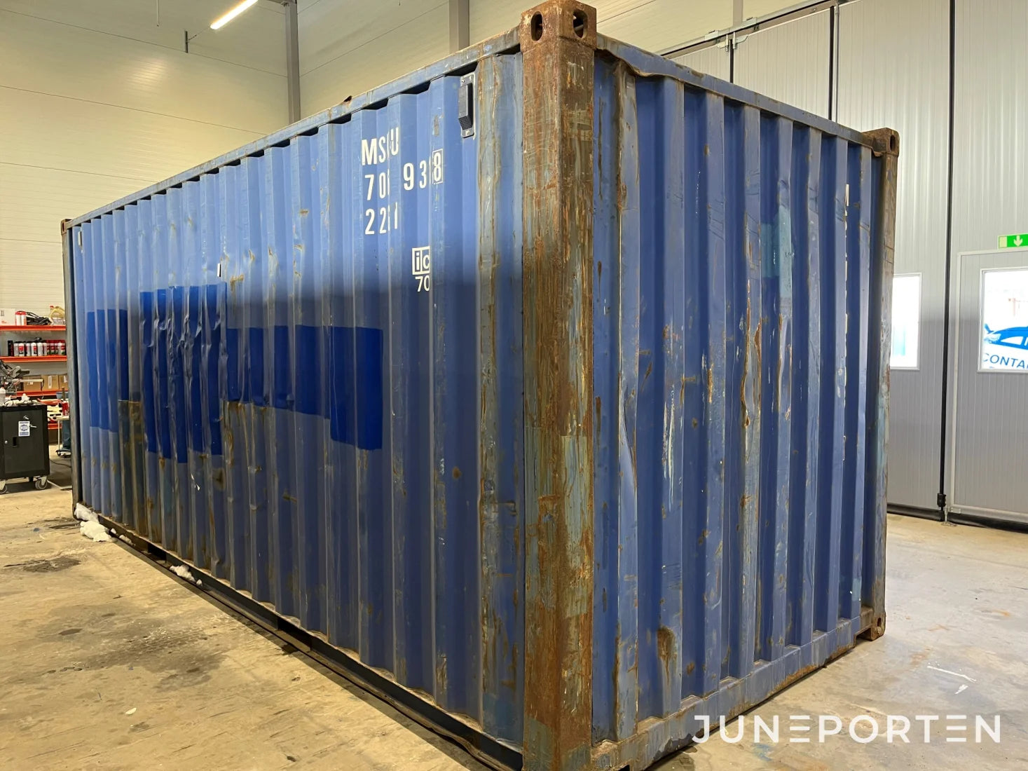 Fraktcontainer Blå 20 fot